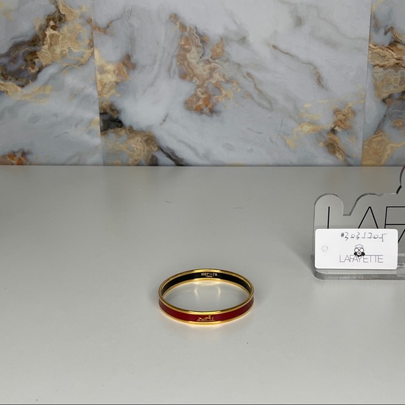 Hermes Red Enamel Caleche Bangle Bracelet - Picture 3 of 3